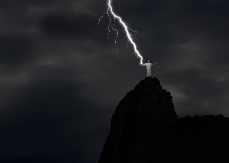 cloud - sky, warning sign, hitting, male, impact, art, communication, black, rock, light, grey, storm, rio de janeiro, solid, flash, faith, night, mountain