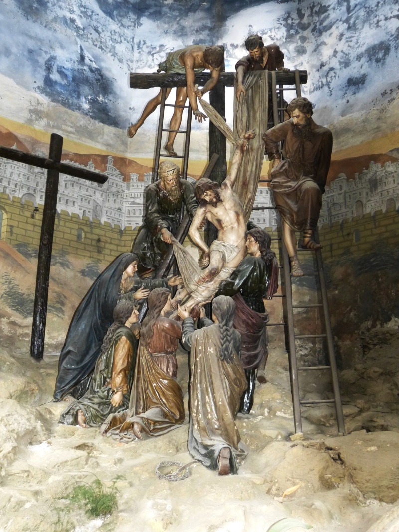 christian, architecture, art and craft, portugal, nature, built structure, hanging, descent from the cross, faith, sculpture, the past, jesus, human representation