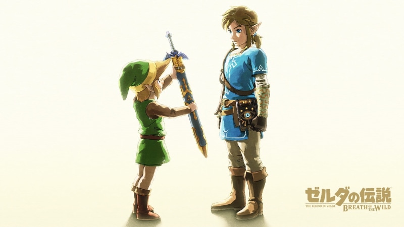 smiling, character, Master Sword, studio shot, emotion, The Legend of Zelda, music, casual clothing, holding, young adult, full length, The Legend of Zelda: Breath of the Wild