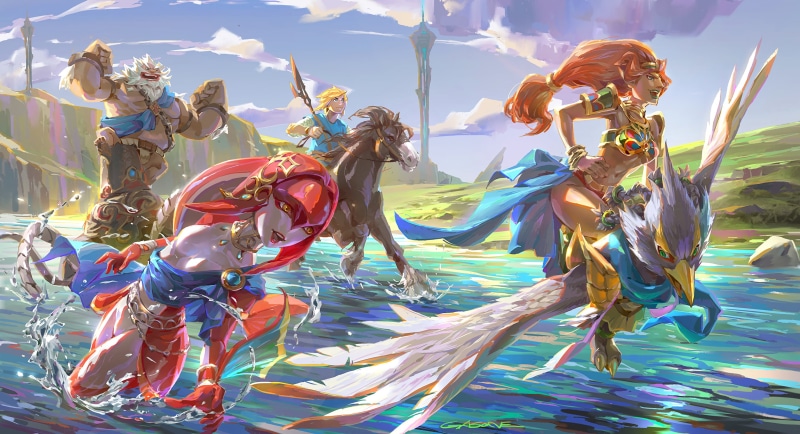Daruk, Nintendo, Urbosa, Mipha, The Legend of Zelda, Revali, video game art, video games, 2K, The Legend of Zelda: Breath of the Wild, Link