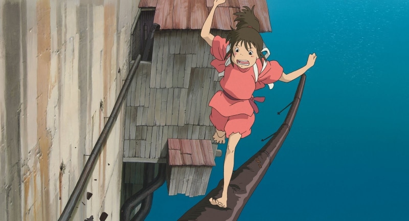 outdoors, beautiful woman, Chihiro, females, 720P, Studio Ghibli, leisure activity, anime girls, fun, Spirited Away, architecture, anime, women, hanging
