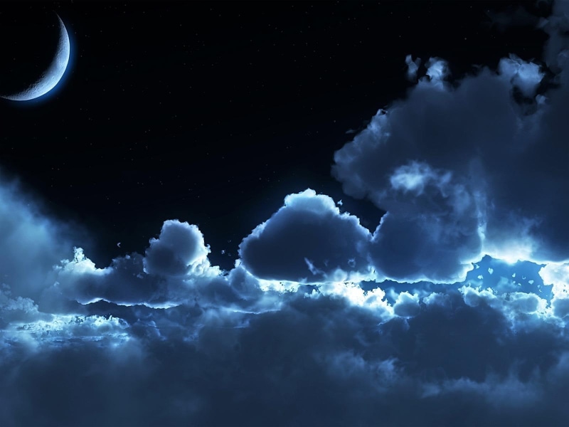 720P, night, moon, sky, tranquillity, clouds, stars, gray, air