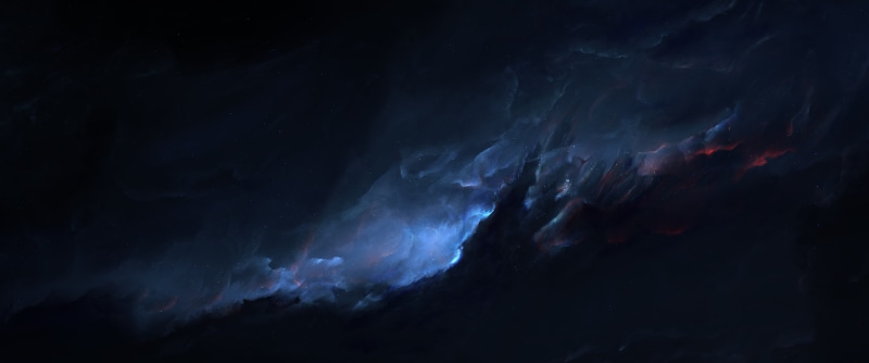 2K, space, blue, ultrawide