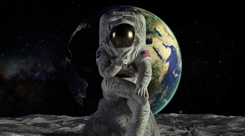 Peace, Cinema4D, 4K, Space, 3Dmodeling, Cosmos, VSign, Astronaut, Earth, victory, Moon, Photo