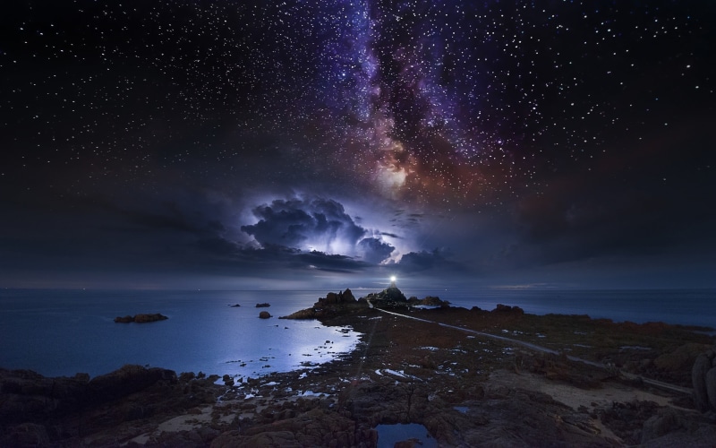 beach, nature, clouds, travel, night, constellation, coast, tranquility, scenics, long Exposure, star - Space, planet - Space, sea, sunset, landscape, north