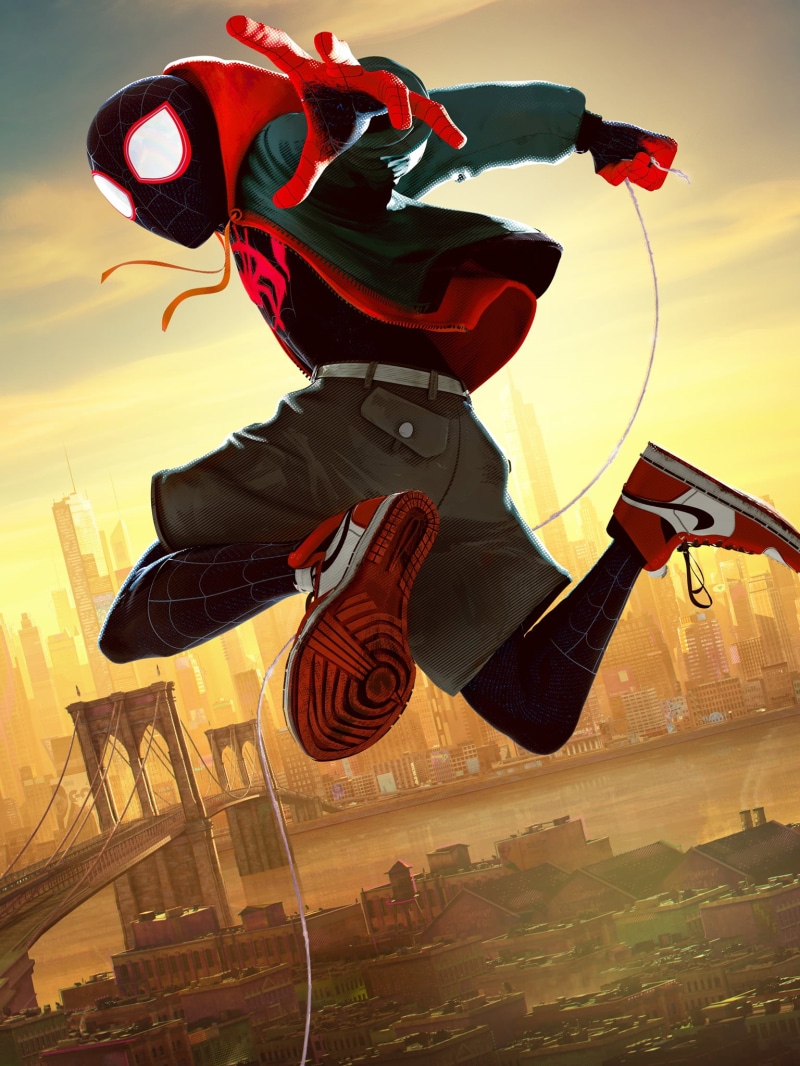 Spider-Man, Miles Morales, superhero, Brooklyn Bridge, Spider-Man: Into the Spider-Verse, portrait display, 1080P, movies
