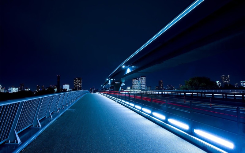 Japan, night, Tokyo, long exposure, city lights, 1080P, bridge