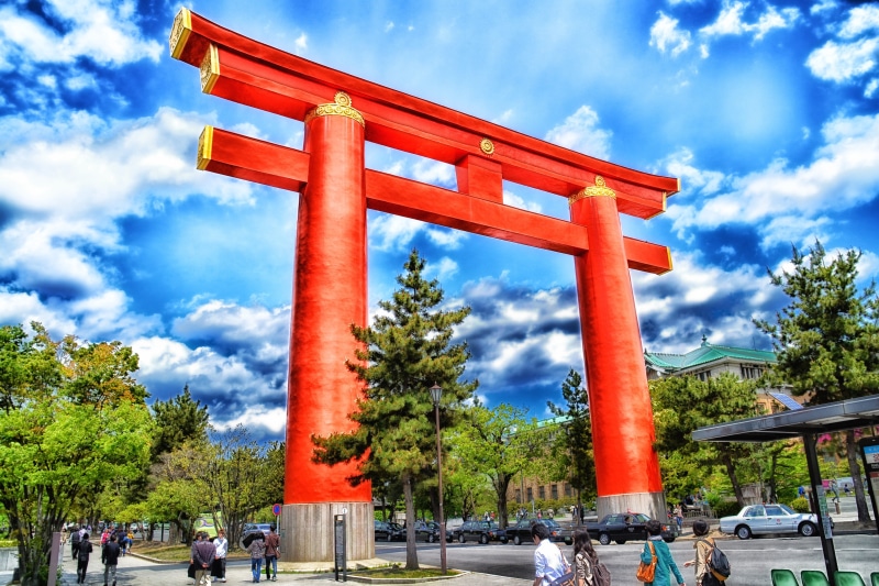 religion, clouds, Japan, car, land vehicle, faith, Kyoto, travel, motor vehicle, 4K, hdr, red, mode of transportation, travel destinations, trees, tree