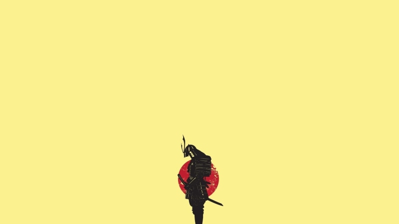 day, samurai, no people, sky, illustration, studio shot, Japan, one animal, animal representation, copy space, minimalism, bird, animal, nature, yellow