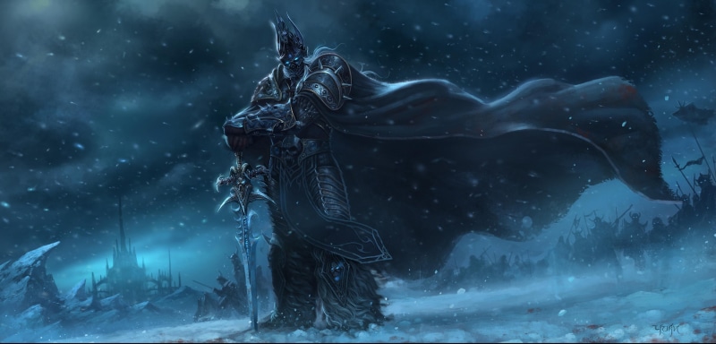 warcraft, character, game, lich king, 2K, warrior, lich, sword, illustration, world of warcraft, snow, king, world, knight, wow