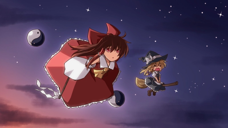 witch, child, anime girls, childhood, outdoors, jumping, motion, full length, Touhou, costume, nature, activity, males, flying, Kirisame Marisa, mid-air