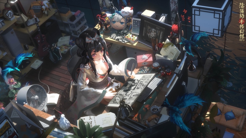 Original, Onmyoji, Room, Girl, Anime, 5K