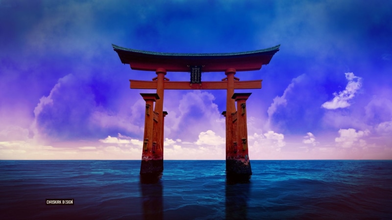 Shrine, Religious, Japanese, Ocean, Torii, Artistic, Horizon, Sea, Itsukushima Gate, 1080P