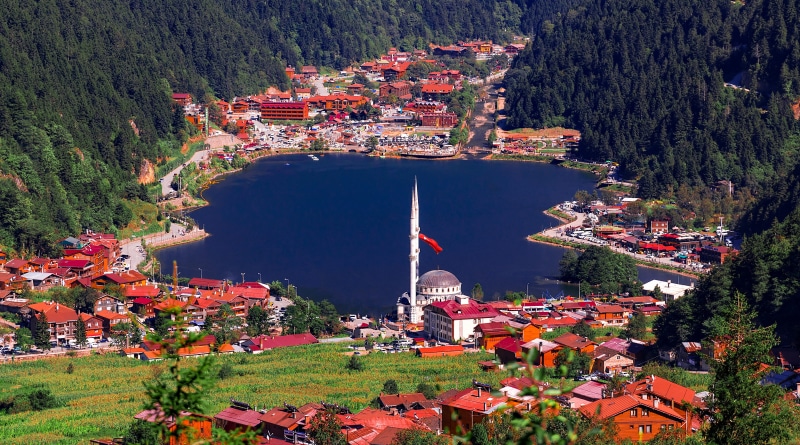high angle view, place of worship, 5K, day, religion, building, long lake, outdoors, belief, nature, lacquer, caykara, cami, land, blacksea, mosque, plant