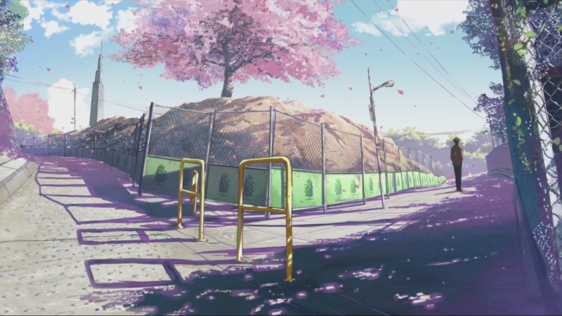 sky, outdoors, nature, 5 Centimeters Per Second, full length, lifestyles, Makoto Shinkai, architecture, city, park bench, 1080P, plant, day, park, tree
