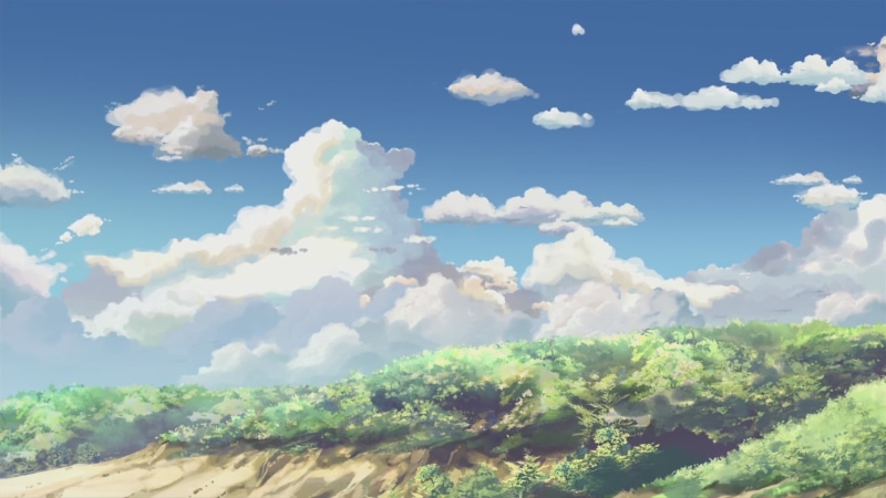 Makoto Shinkai , non-urban scene, anime, 5 Centimeters Per Second, land, tree, cloud - sky, idyllic, environment, tranquility, plant, growth, nature, tranquil scene