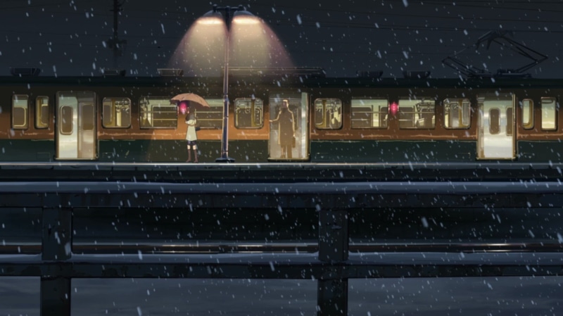 nature, building exterior, Makoto Shinkai , 720P, rail transportation, gray, architecture, 5 Centimeters Per Second, motion, illuminated, cold temperature