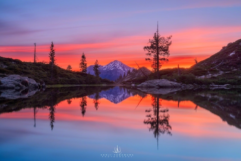 dawn, Mount Shasta, mountain, 1080P, California, pond, Kenji Yamamura, Castle Lake, photographer