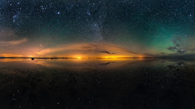yellow, Night, sunset, Lake, Water, 1080P, Sky, Reflection, Beautiful, Salt, Stars