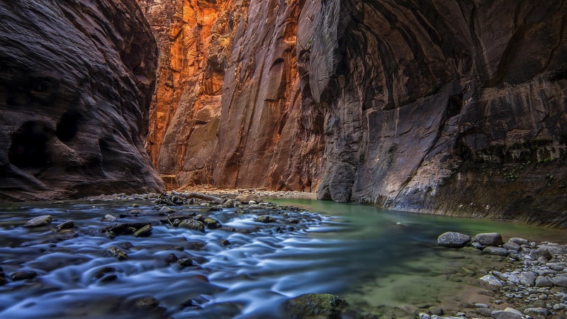 day, landscape, flowing water, motion, mountains, solid, rock - object, stones, outdoors, flowing, stream, eroded, nature, 1080P, water, tranquility, rock