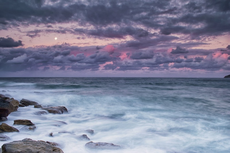 cloud - Sky, sea, ocean, water, nature, landscape, coastline, beach, wave, dusk, northern  beaches, rock - Object, seascape, cloudy, scenics, Sunset, sky