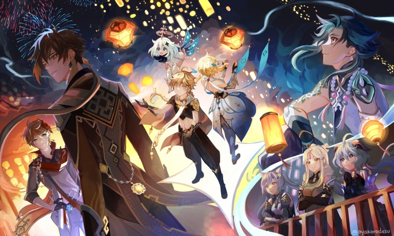 keqing (genshin impact), 2K, Genshin Impact, Paimon(Genshin Impact), Xiao(Genshin Impact), Zhongli (Genshin Impact), Lumine (Genshin Impact), Aether(genshin impact)