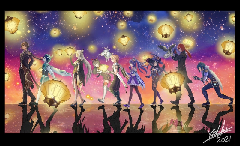 Aether(genshin impact), Genshin Impact, 720P, Paimon(Genshin Impact), keqing (genshin impact), Zhongli (Genshin Impact)