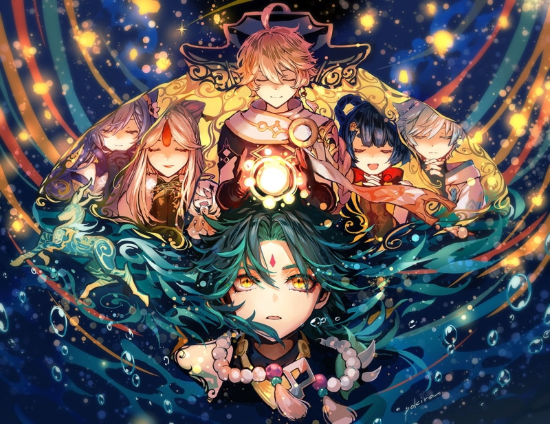Xiao(Genshin Impact), Genshin Impact, Ningguang (Genshin Impact), Xiangling (Genshin Impact), Aether(genshin impact), 720P, keqing (genshin impact)