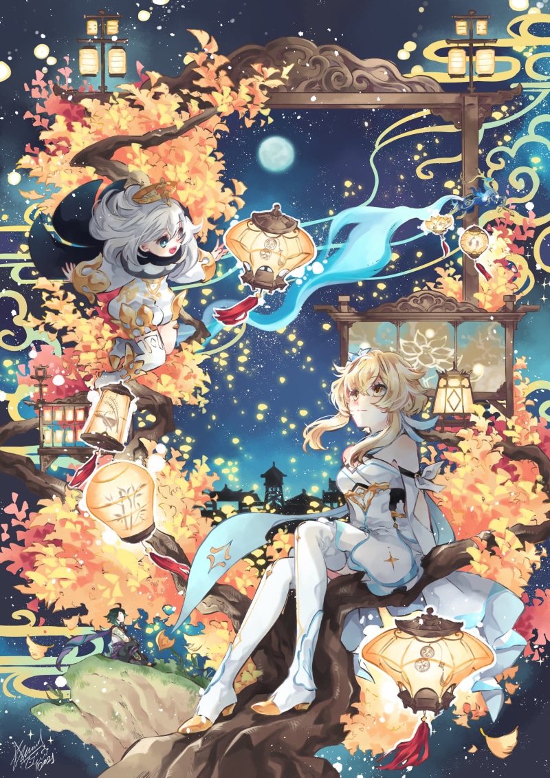 Lumine (Genshin Impact), Paimon, 2K, Genshin Impact
