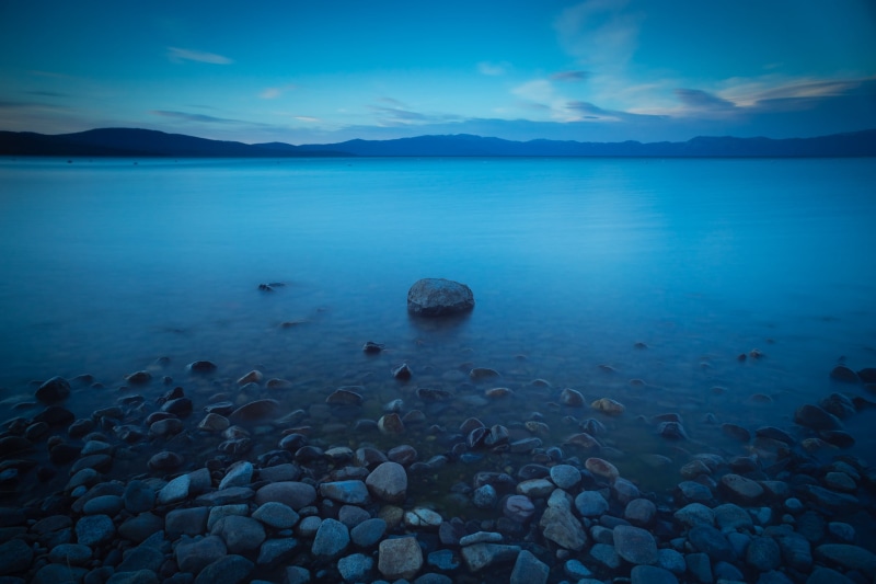 stone, sea, reflection, scenics, long exposure, lake, water, nature, clouds, sunset, blue, f2, shores, tranquil Scene, beauty In Nature, mountains, sky