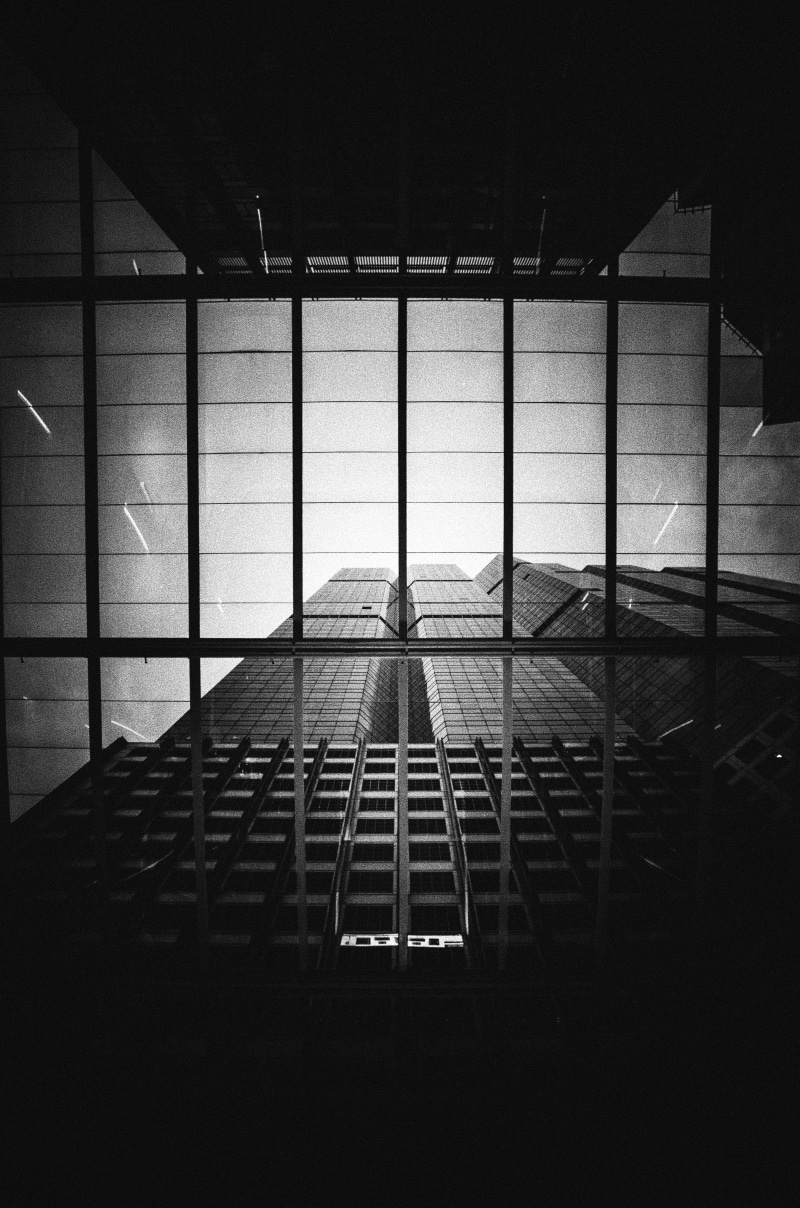 window, angle, empty, no people, skylight, light, ceiling, day, sea, bandw, parking garage, room, flare, built structure, black and white, metal, absence