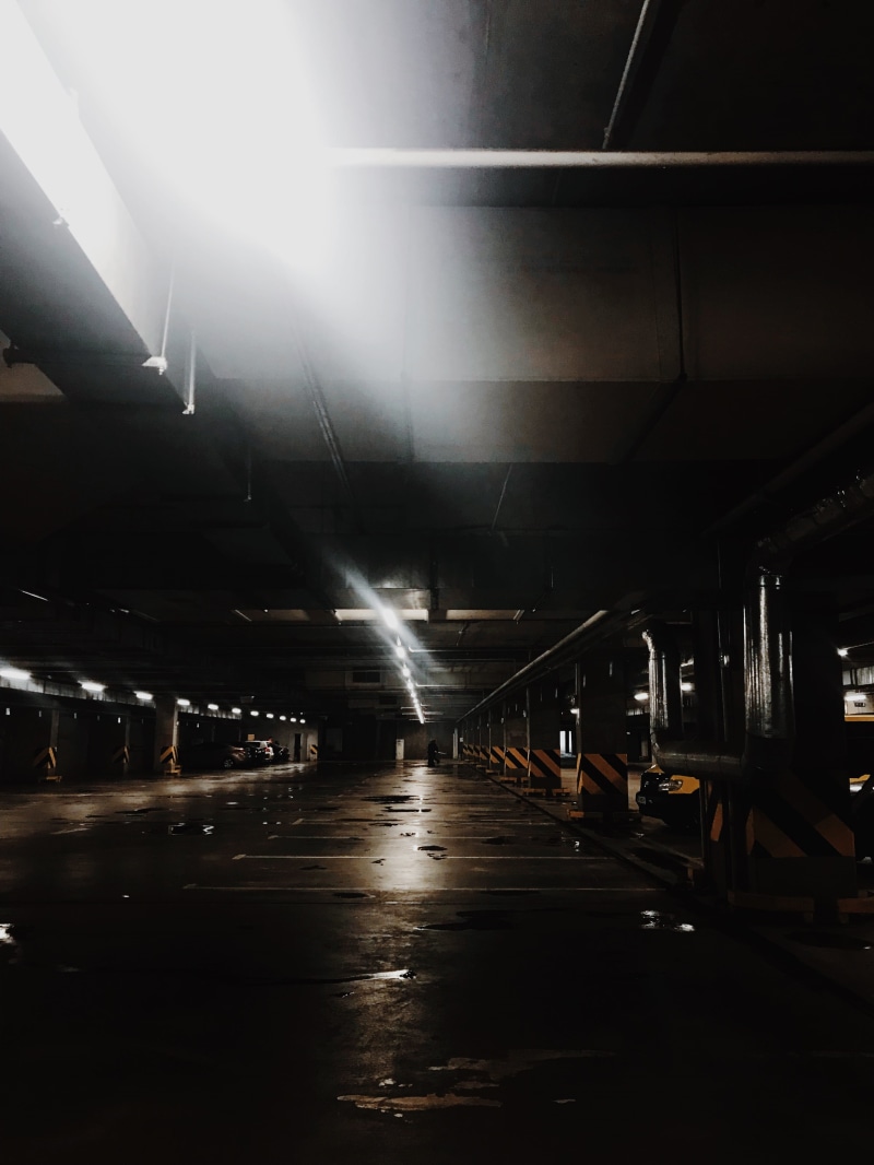 lighting equipment, city, subway, corridor, architectural column, built structure, 4K, surface level, wet, banister, nightlife, flare, automobile, vehicle