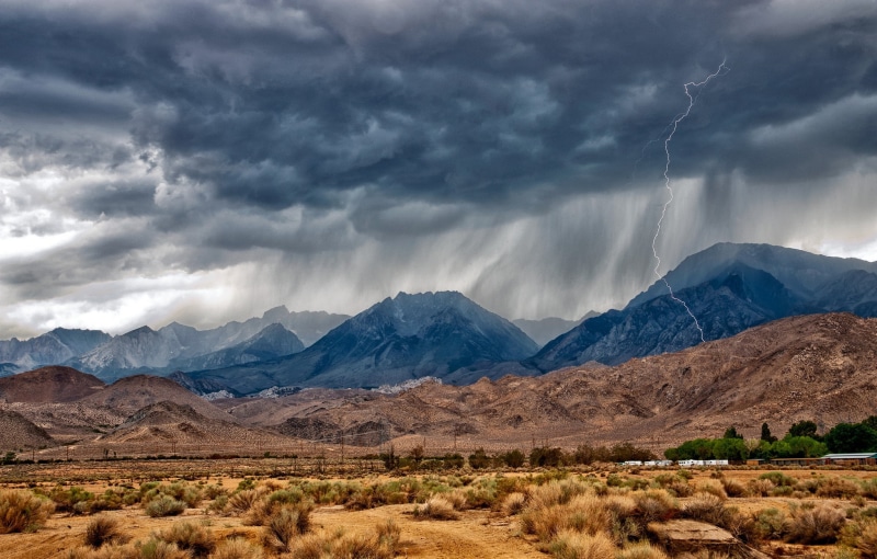 sierra, rain, near Bishop, eastern, monsoon, mountains, CA, Eastern Sierra, desert, Nevada, 1080P