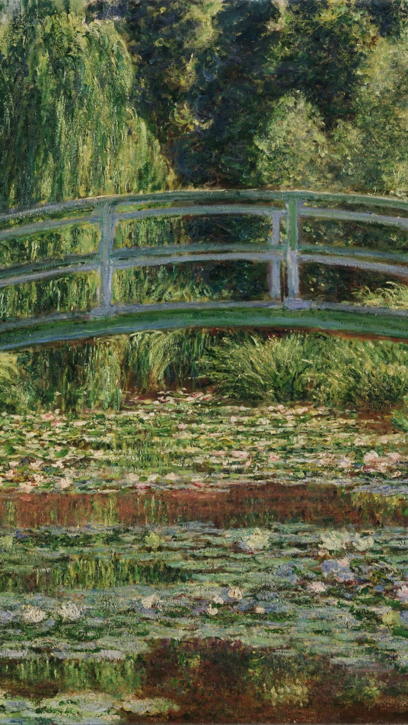 oil painting, 1080P, green, classic art, impressionism, phone, Claude Monet, vertical, spring