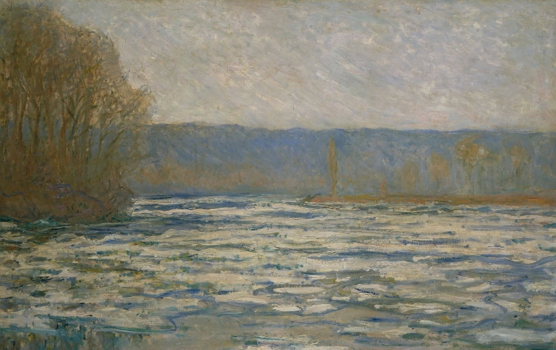 Floating ice on the Seine near:, picture, 1080P, Claude Monet, landscape