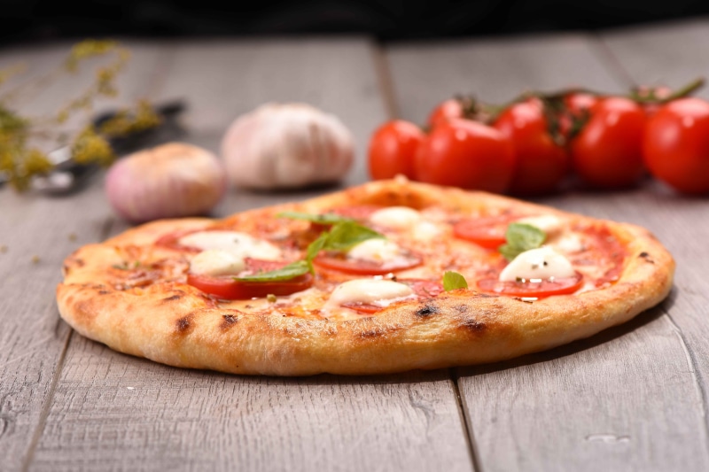 processed meat, herb, garlic, cheese, italian food, no people, freshness, tomatoes, fruit, food, food and drink, margherita pizza, dairy product, pizza