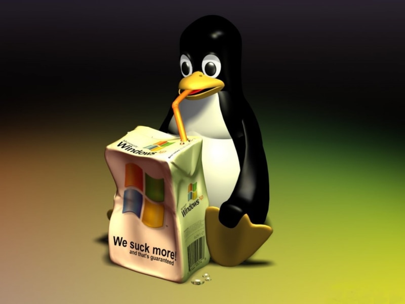 colored background, close-up, economy, business, male likeness, indoors, Linux, tux, savings, single object, Computers, yellow, representation, logo, text