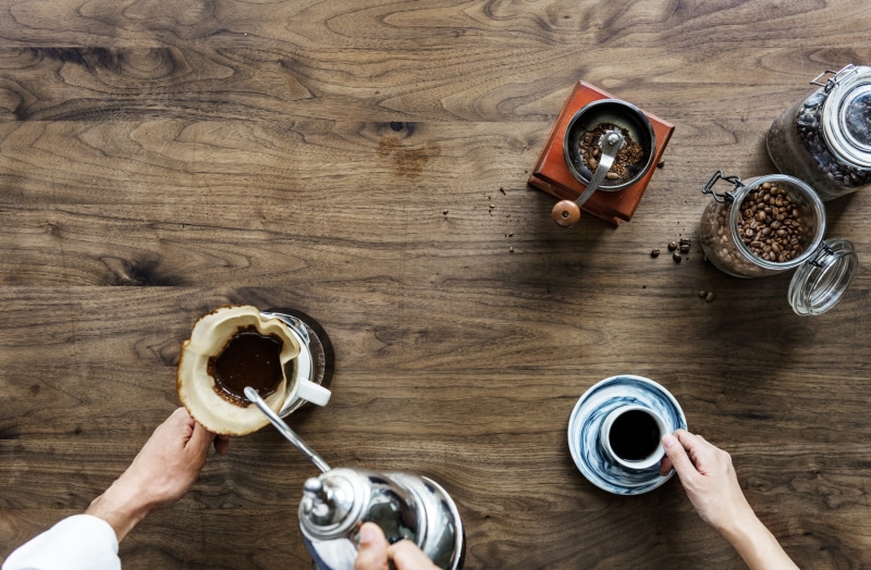 break, lifestyle, hand, food and drink, drink, wooden, mug, making, nature, human body part, retro, startup, 1080P, coffee beans, relax, preparation, real people