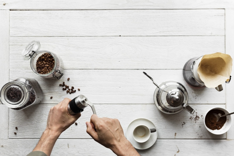 hipster, background, coffee - drink, man, crockery, mania, table, high angle view, barista, flat lay, caffeine, roast, business, morning, food, adult, relaxation