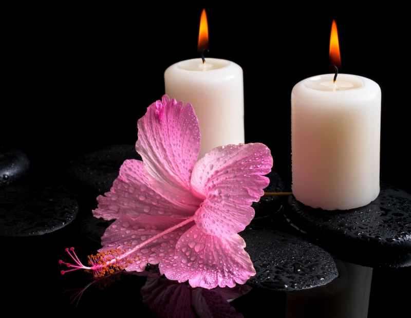 flame, beauty, relaxation, zen-like, two, spirituality, black Color, pink color, aromatherapy, water, tranquil Scene, wellbeing, backgrounds, freshness