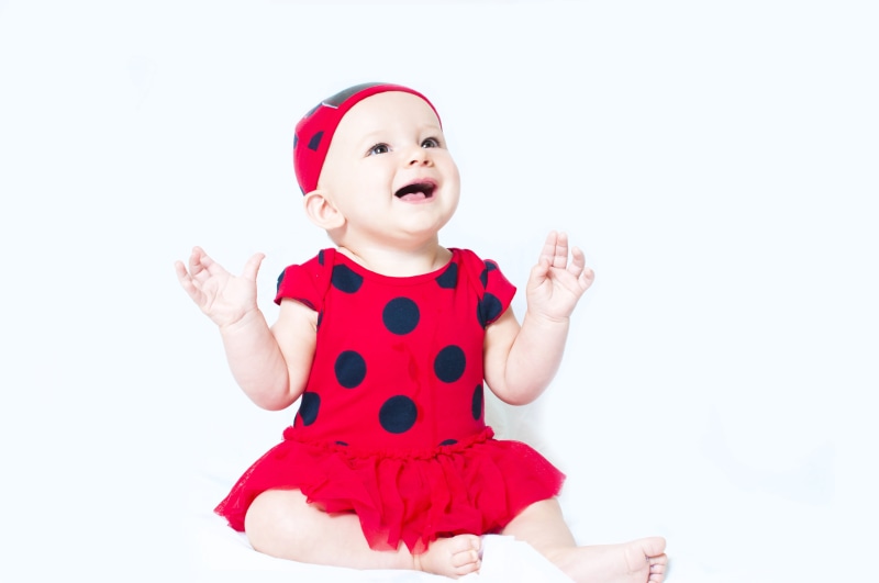 studio shot, offspring, positive emotion, young, polka, family, human body part, happy, child, cut out, smiling, cute, baby, red, caucasian, happiness