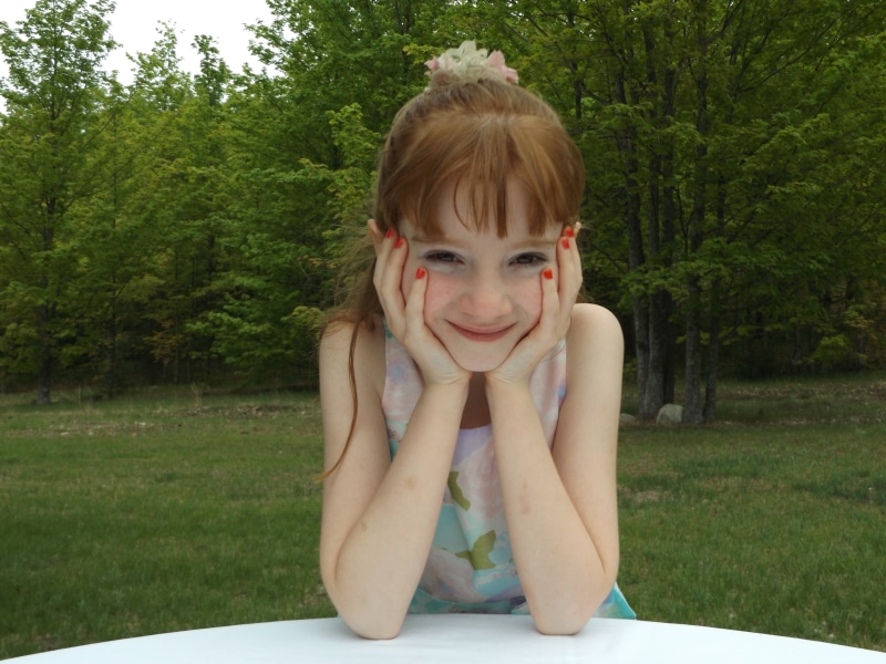 outside, lovely, lifestyle, mini, sleeveless, innocence, girls, happy, cute, portrait, female, dress, children only, 4K, red head, day, one person, outdoors
