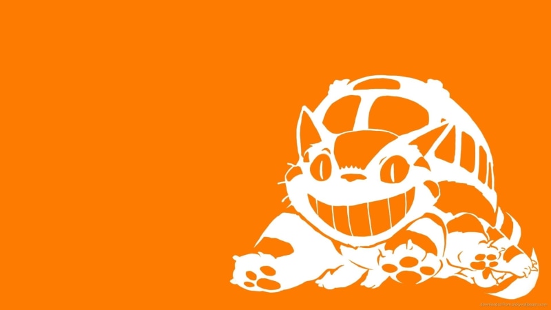 food and drink, creativity, backgrounds, orange, animal themes, orange background, 1080P, white color, Studio Ghibli, colored background, cut out, My Neighbor Totoro