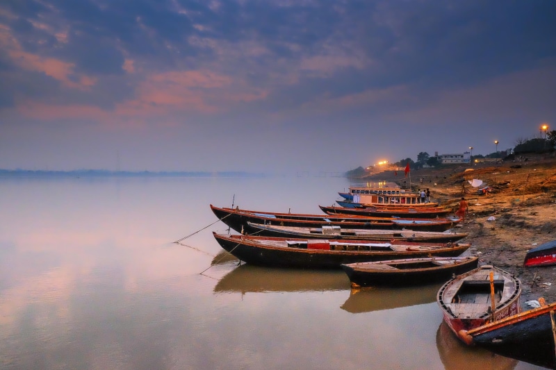 fishing, morning, sea, water, colors, beach, asia, xe2, boats, seashore, india, Varanasi, river, Street, Ganges, sun rise, landscape, blue hour, 2K, fuji