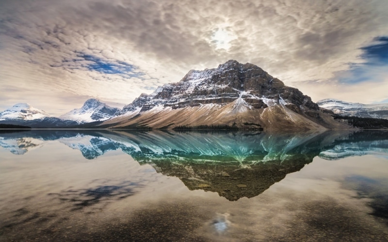 beauty in nature, winter, snowy peak, snow, scenics - nature, Banff National Park, Canada, photography, clouds, mountain, mountains, water, tranquility