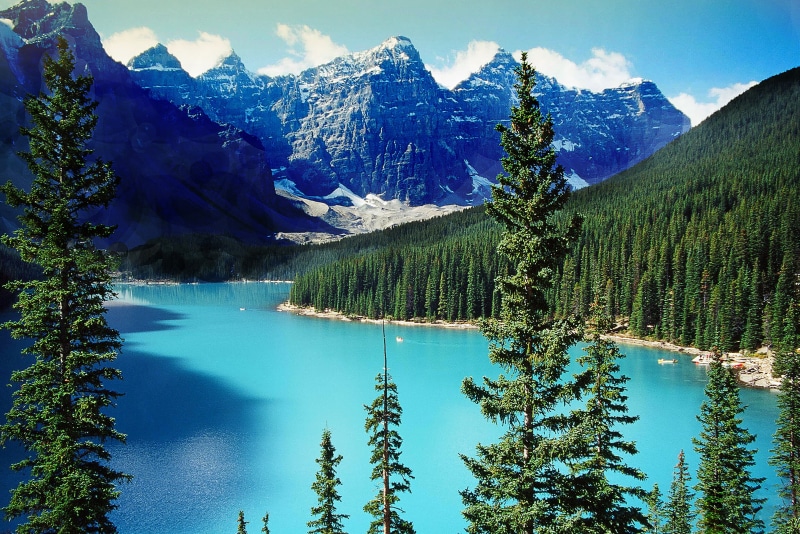 professional, pine trees, bodies of water, photographer, nature, 2K, green pine, landscape, hdr, trees, Spirit, blue, Rockies, mountain, banff National Park