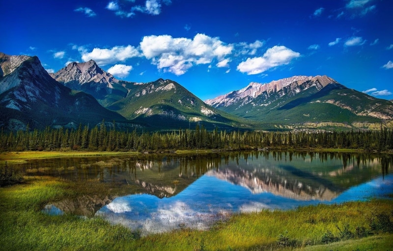 720P, pine tree, summer, snowcapped mountain, plant, photography, reflection, lake, beauty in nature, Canada, reflection lake, formation, Jasper National Park