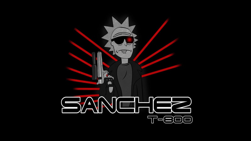 architecture, sanchez, red, human representation, sign, communication, copy space, digital composite, illuminated, glowing, 1080P, Rick and Morty, Rick Sanchez