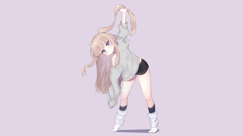 simple background, 1080P, blonde, pink background, manga, anime girls, anime, minimalism