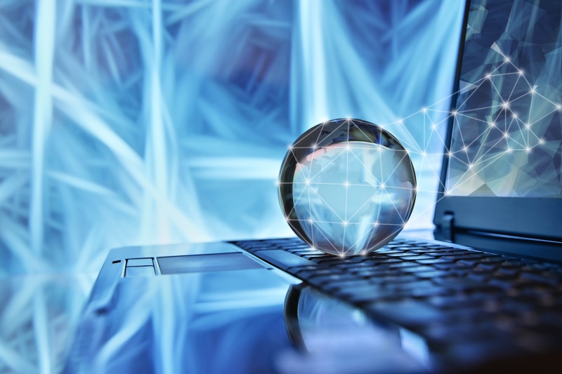 design, bokeh, digital transfer geometric, good idea, sphere ball, no people, close-up, gray, keyboard surface, glow, laptop, light - natural phenomenon